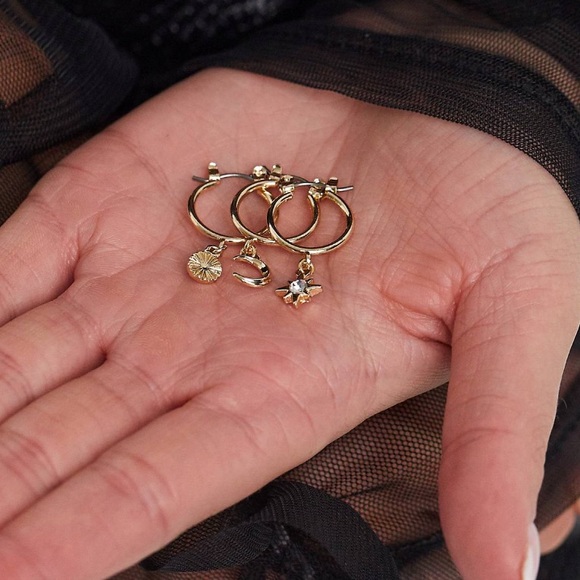 Celestial Hoop Earrings Three Pack in Gold - Picture 3 of 4